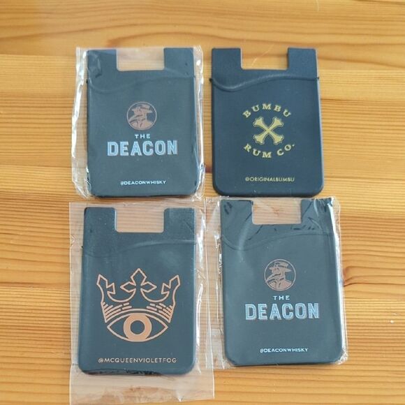 Black Phone Card Holders with Gold and White Logos - Picture 1 of 1